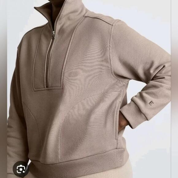 Everlane Tops - Everlane Size S The Track 100% Organic Cotton Half Zip Champagne Sweatshirt